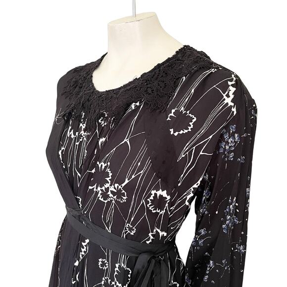 NWT ZARA Limited Edition Wrap Dress Lace collar Mixed florals Whimsigoth SZ M - Picture 6 of 13